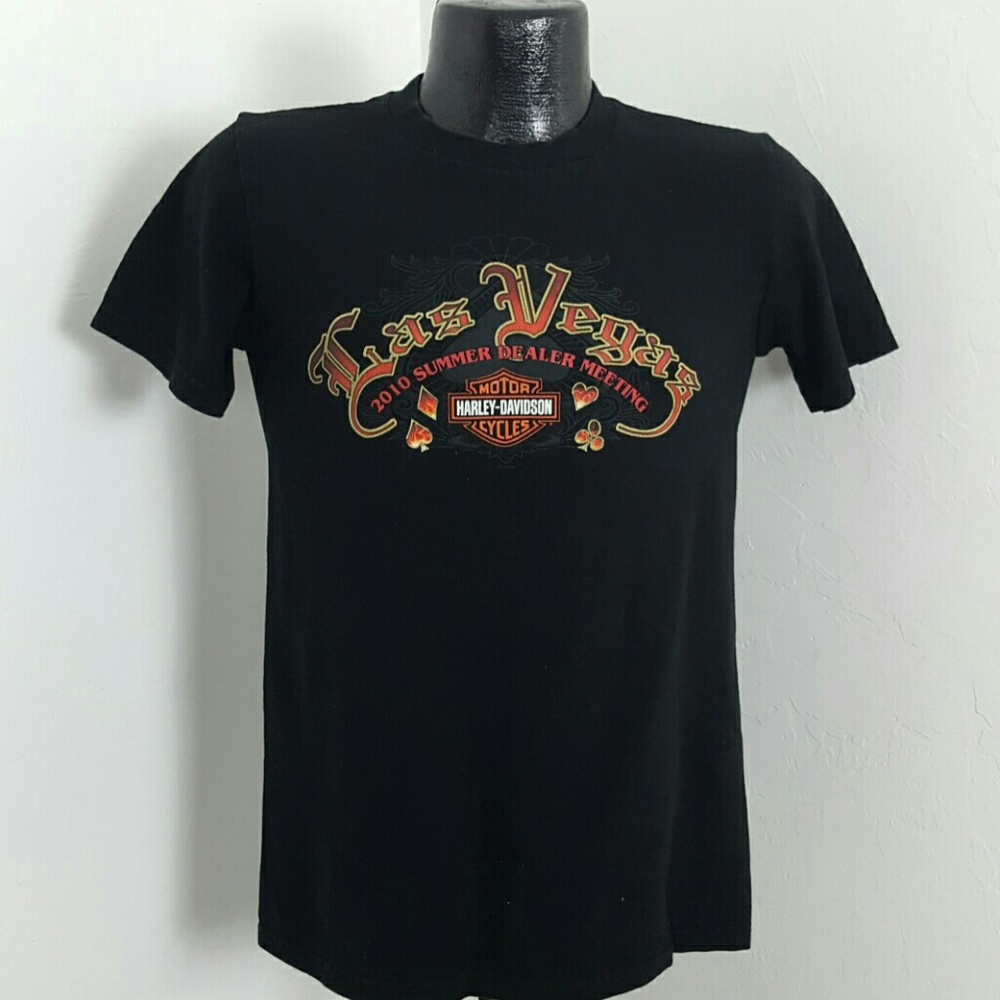 Harley Davidson Las Vegas  women black top t-shirt cotton size S